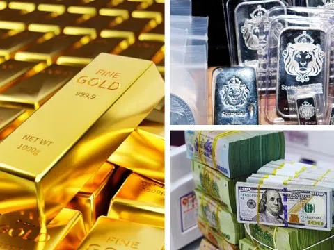Vàng, bạc và đồng USD đều giảm