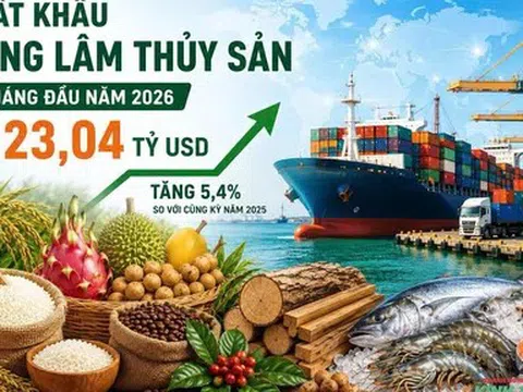 Xuất khẩu nông lâm thủy sản 4 tháng đầu năm 2026 đạt 23,04 tỷ USD, tăng 5,4%